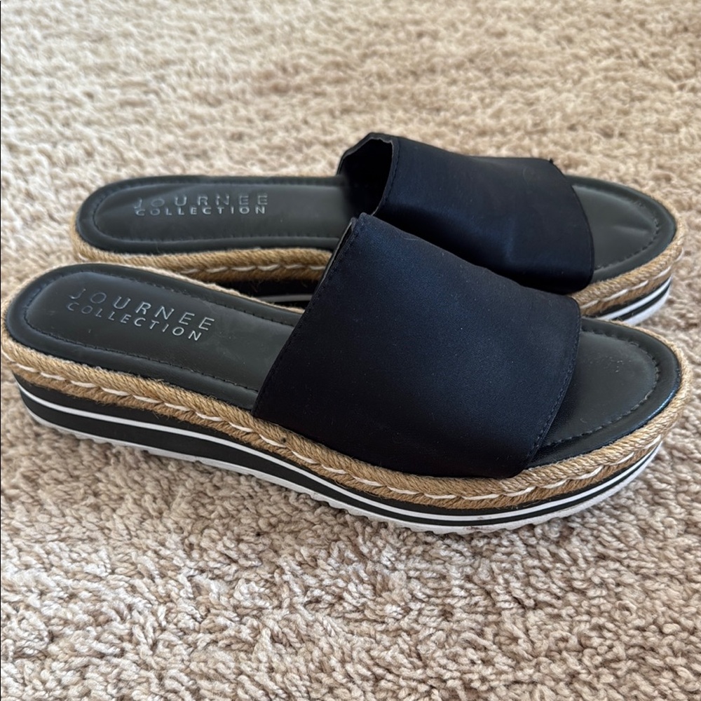 Journee Collection Black Espadrille Platform Shoes